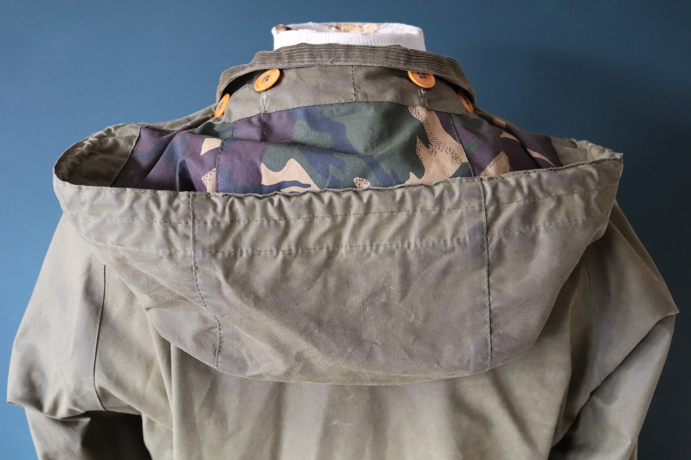 Vintage 1990s 90s Barbour Cowen Commando olive green waxed cotton