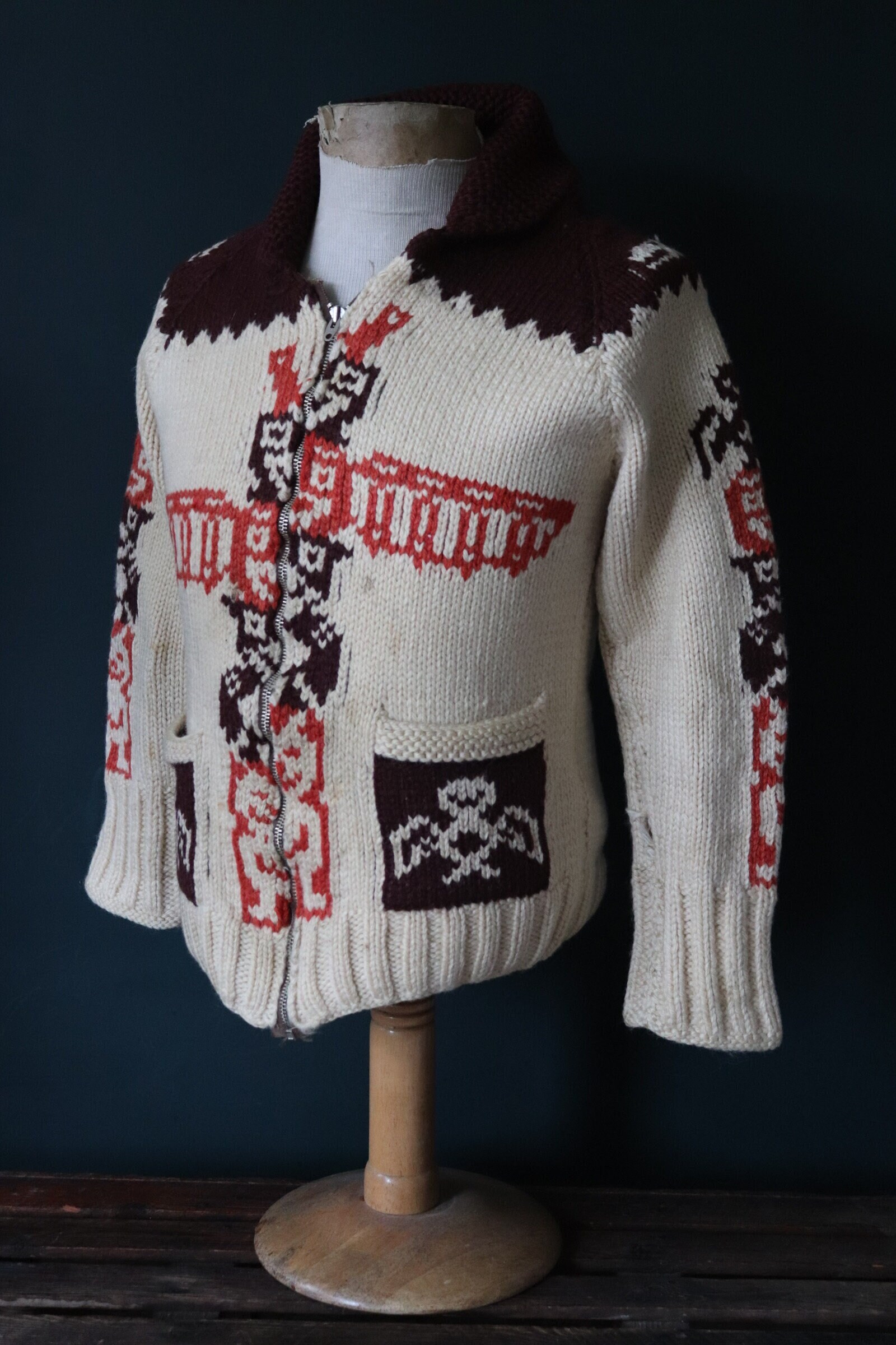 Vintage 1960s 60s Hand Knitted Novelty Totem Thick Wool Cowichan Sweater Cardigan Jumper Knit Lightning Zipper Shawl Collar 36 Chest - Etsy Vintage 1960s 60s Hand Knitted Novelty Totem Thick Wool Cowichan Sweater Cardigan Jumper Knit Lightning Zipper Shawl Collar 36 Chest - Etsy