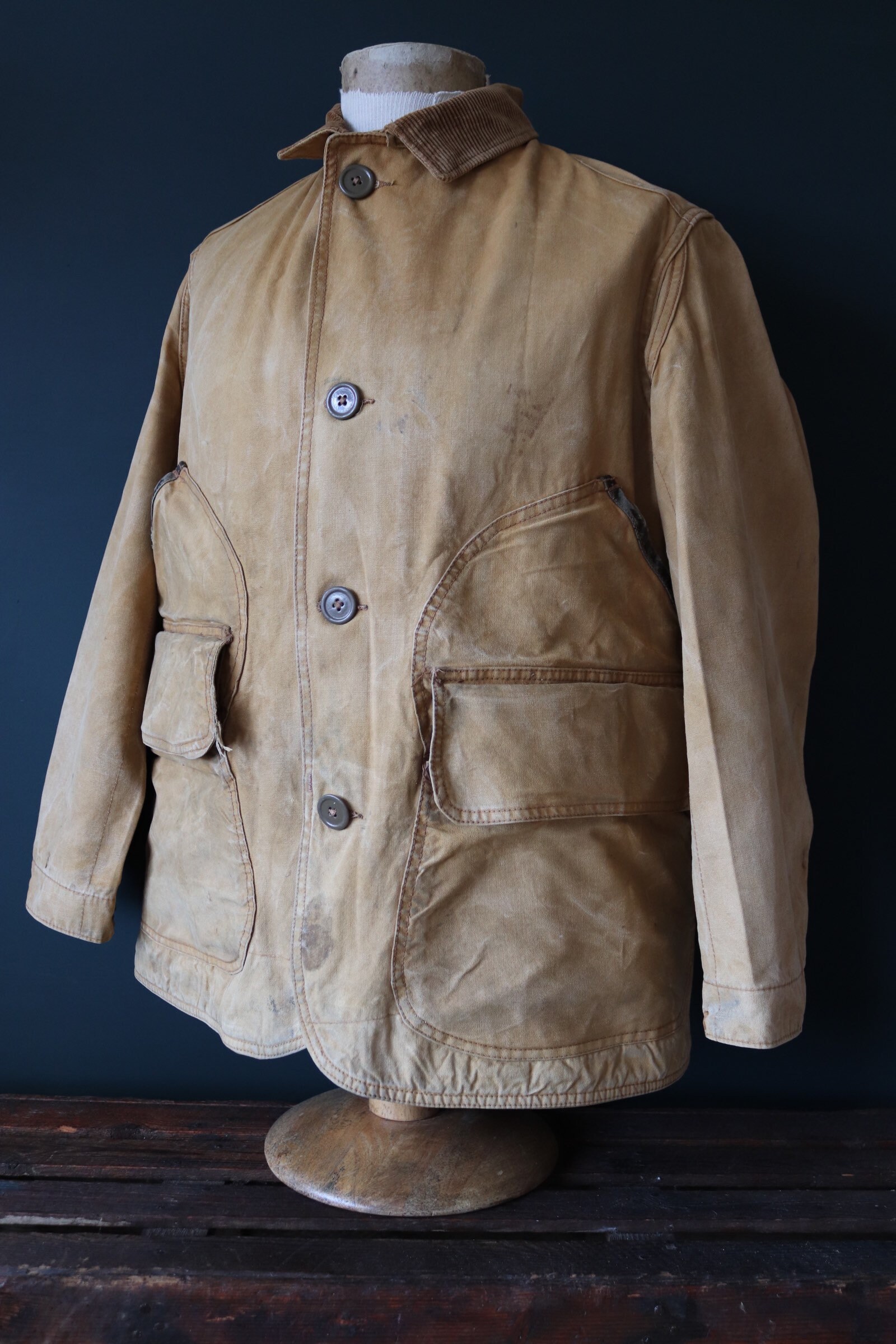 Vintage 1940s 40s Hettrick American Field tan brown duck cotton canvas