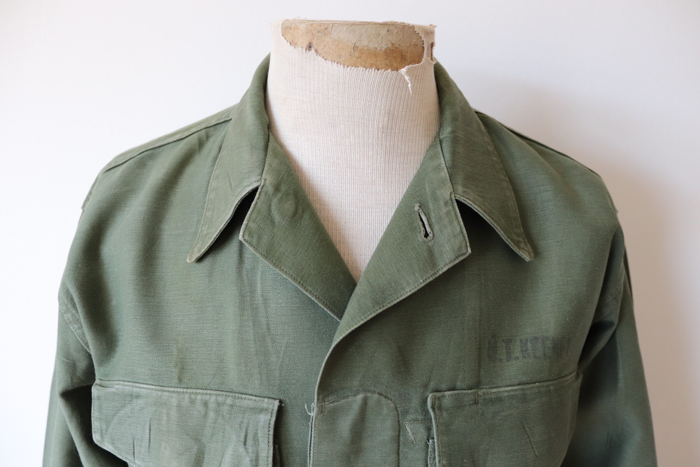 Vintage 1950s 50s P-58 P58 USMC US marine corps khaki green sateen ...