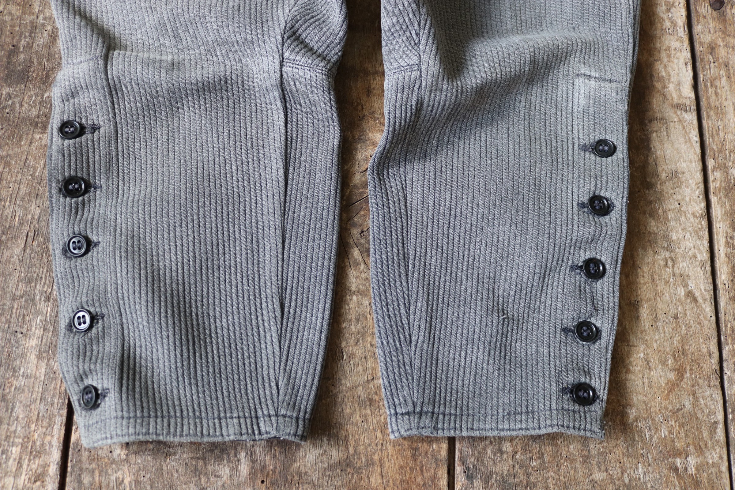 Vintage 1940s 40s 1950s 50s French grey cotton coutil pique corduroy