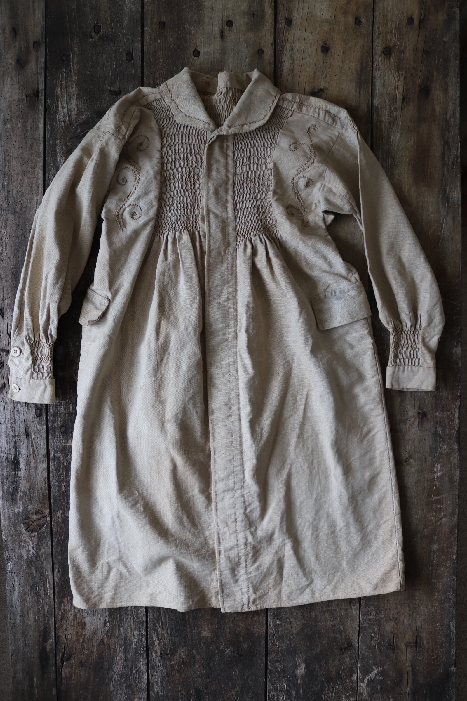 Vintage antique 1800s handmade natural cotton English farmer's shepherd