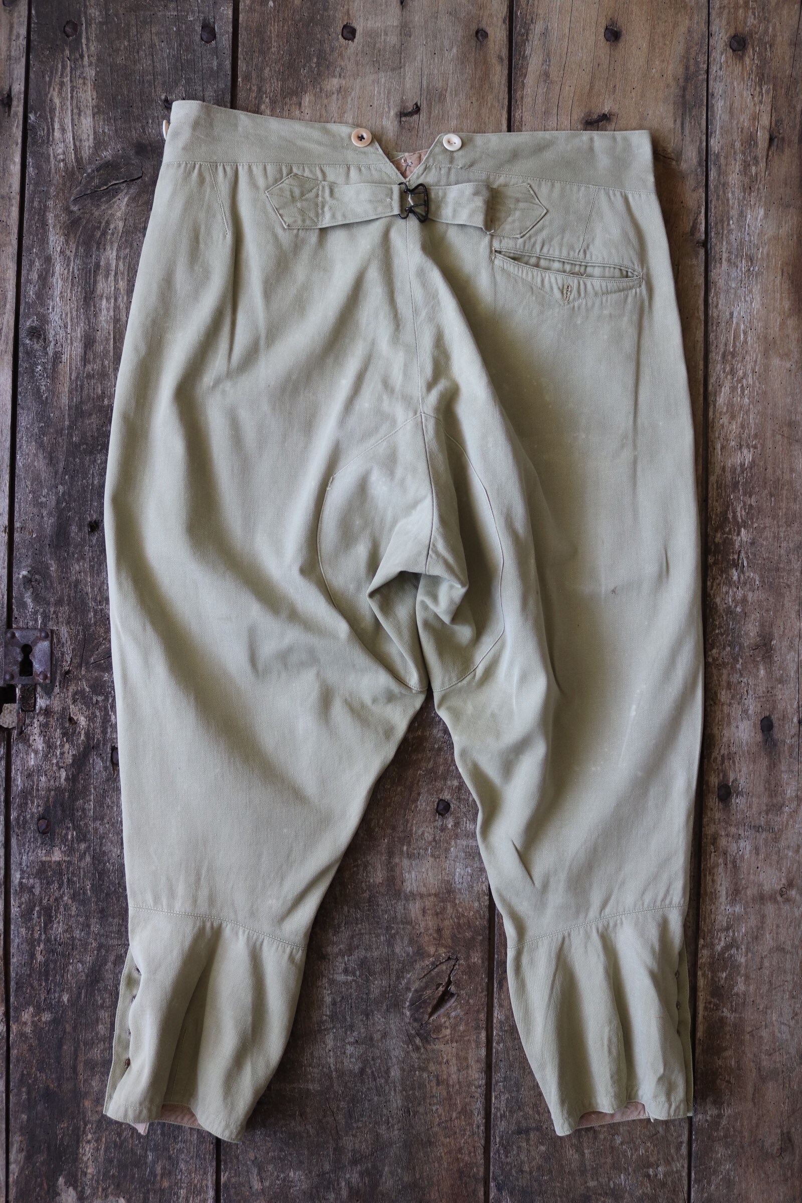 Vintage 1940s 40s French military brown green cotton riding breeches