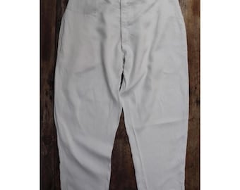 Antique French workwear trousers - 1910s white cotton pants - 41” x 31”