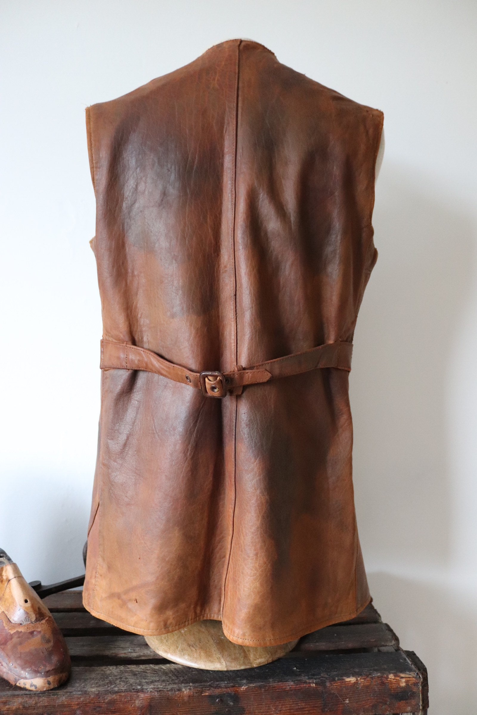 Vintage 1940s 40s WW2 womens ATS brown leather jerkin waistcoat vest ...
