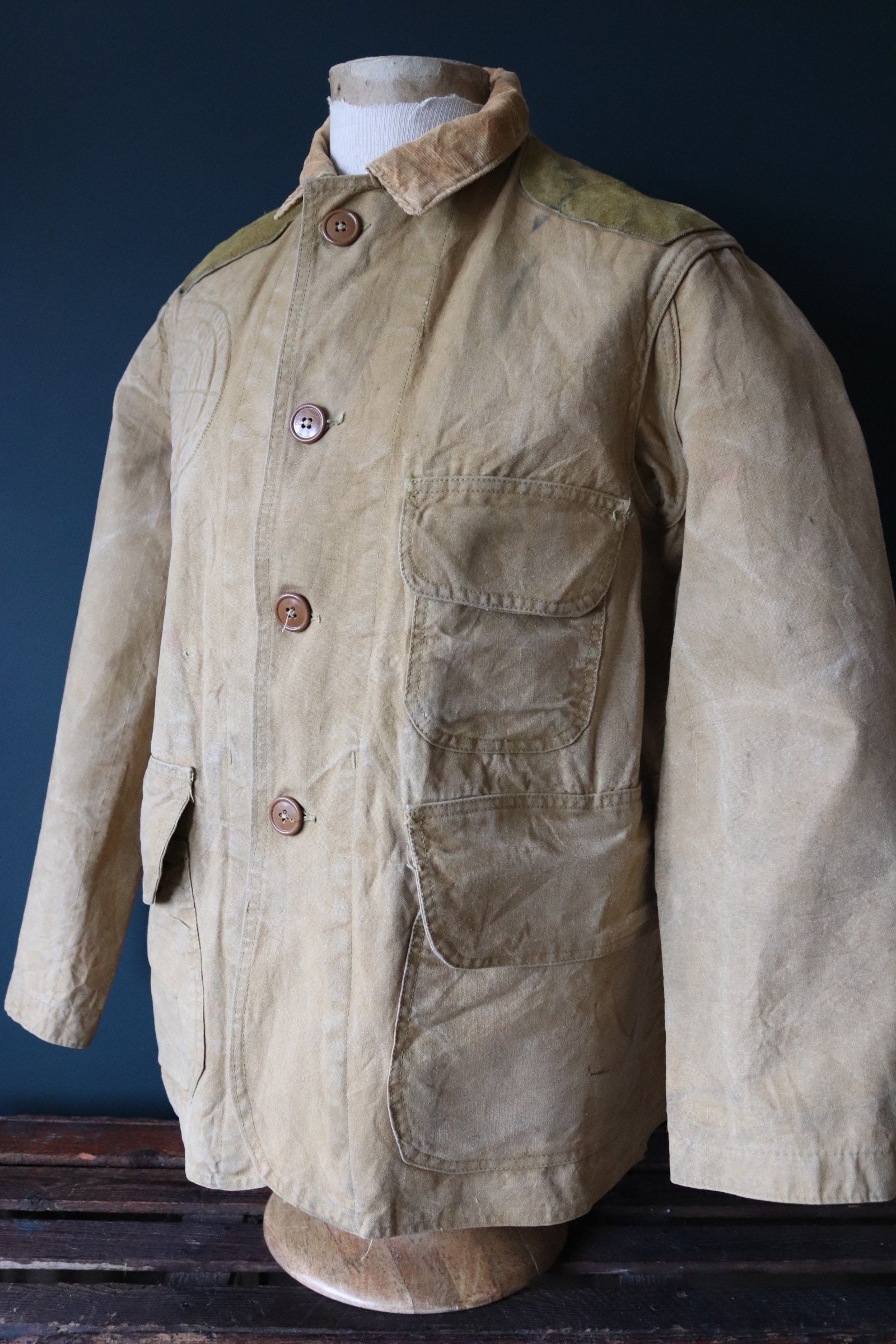 40s french vintage metis hunting jacket斜めに吊り上がった胸ポケット