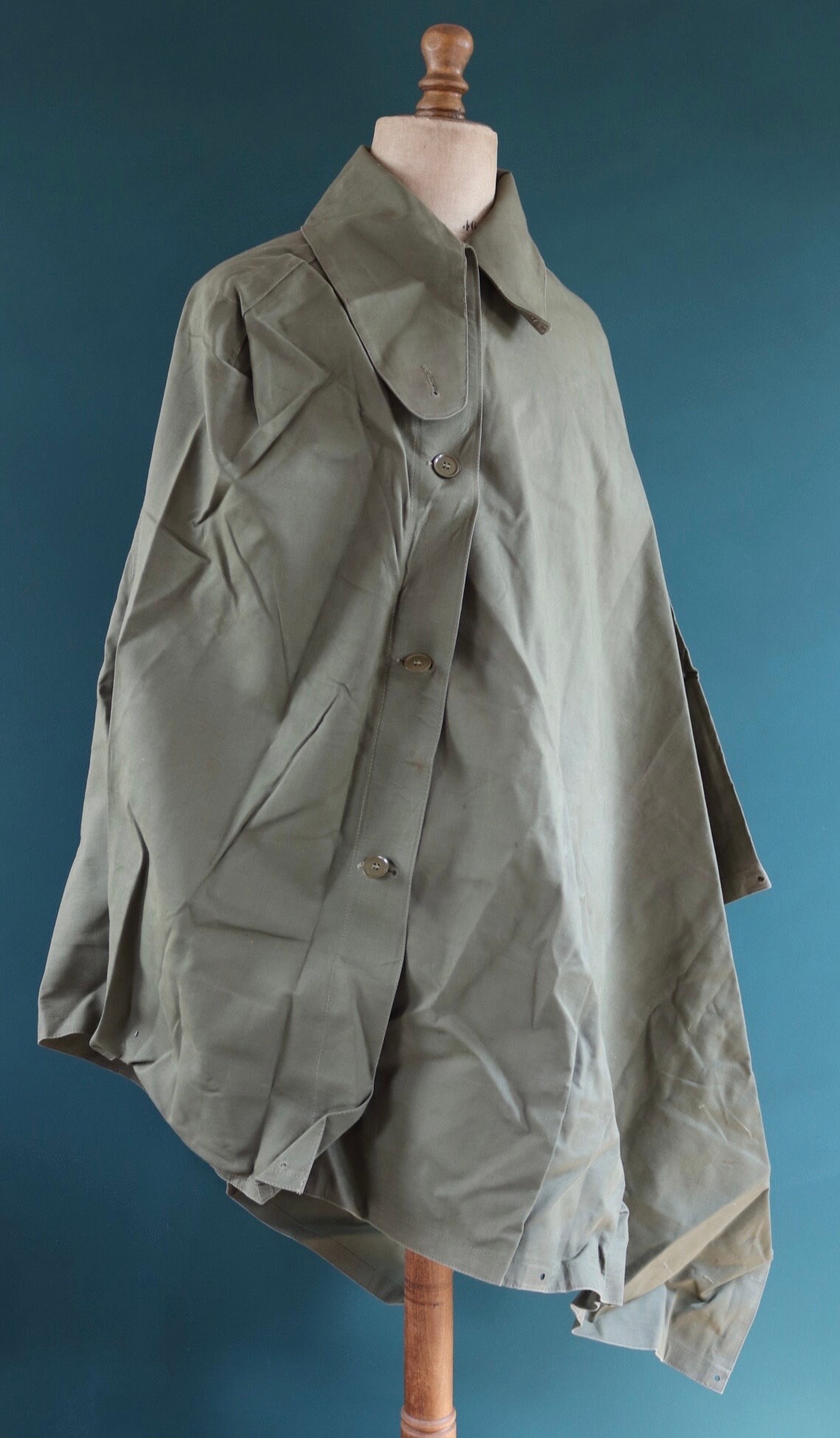 Vintage 1950s 50s British Army Khaki Green Gas Cape Rainproof 