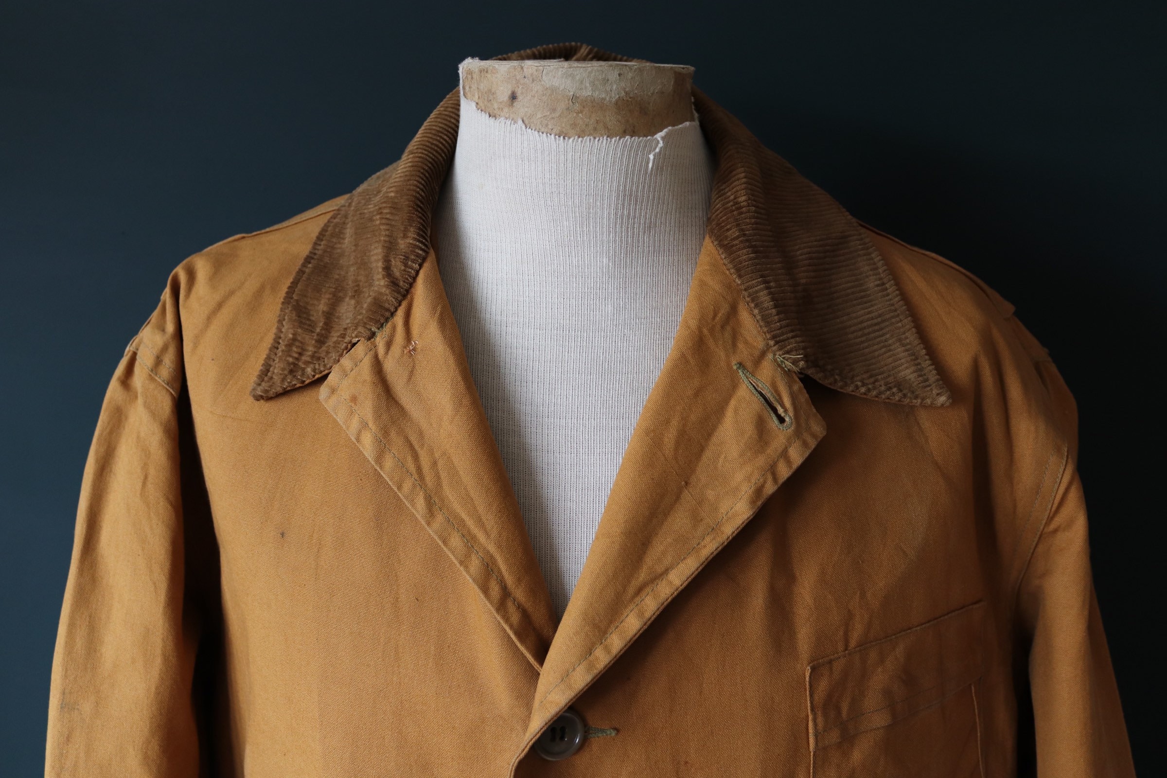 Vintage 1930 30s 1940s 40s Duxbak Utica Mohawk tan brown duck cotton canvas jacket  hunting shooting American 54” chest work workwear chore