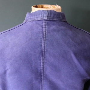 Vintage 1960s 60s French blue moleskin work jacket workwear chore faded 41 chest bleu de travail image 8