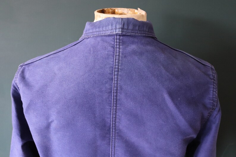 Vintage 1960s 60s French blue moleskin work jacket workwear chore faded 41 chest bleu de travail image 8