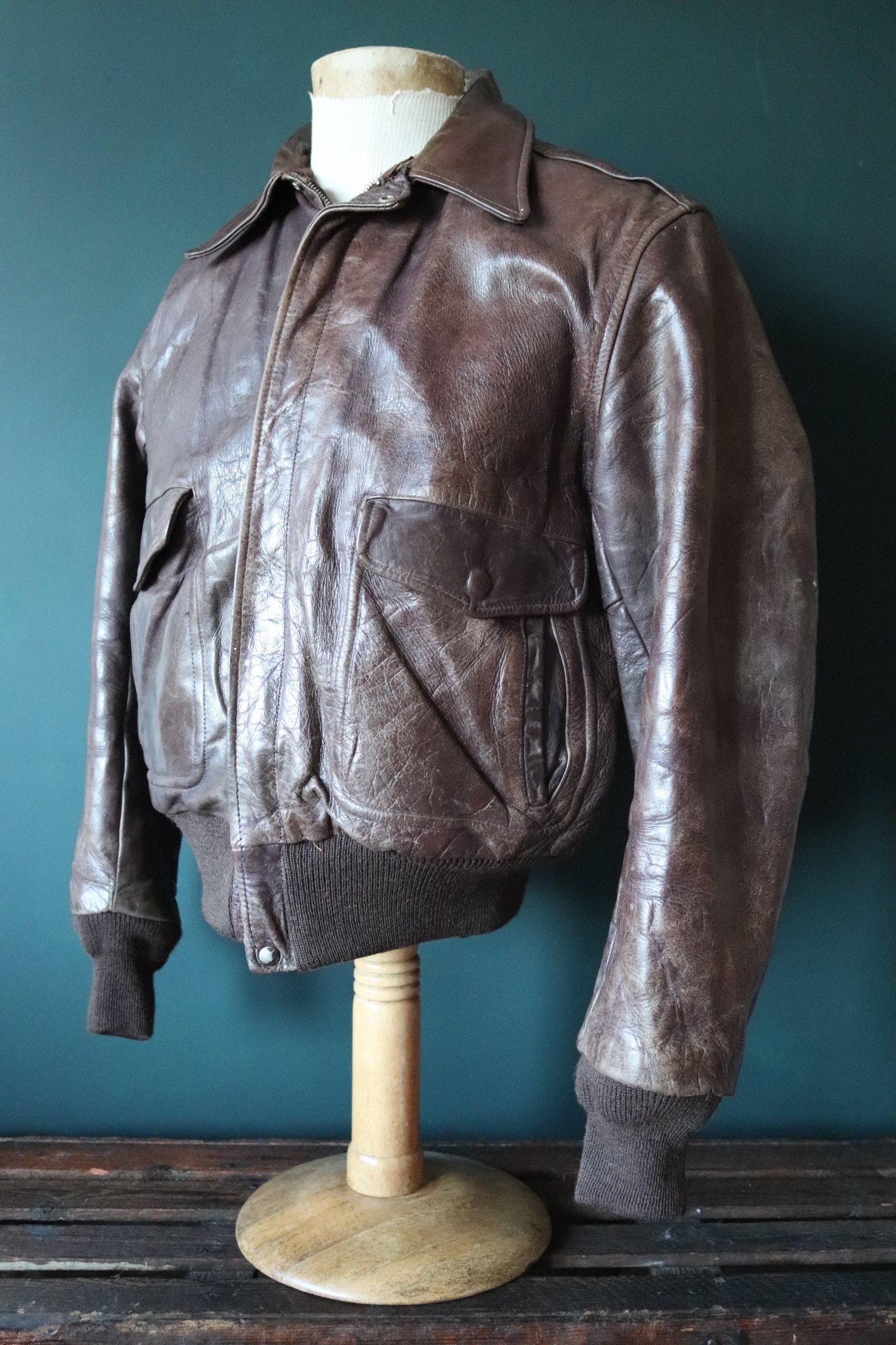 Vintage 1950s 50s brown horsehide leather jacket Conmar zipper | Etsy