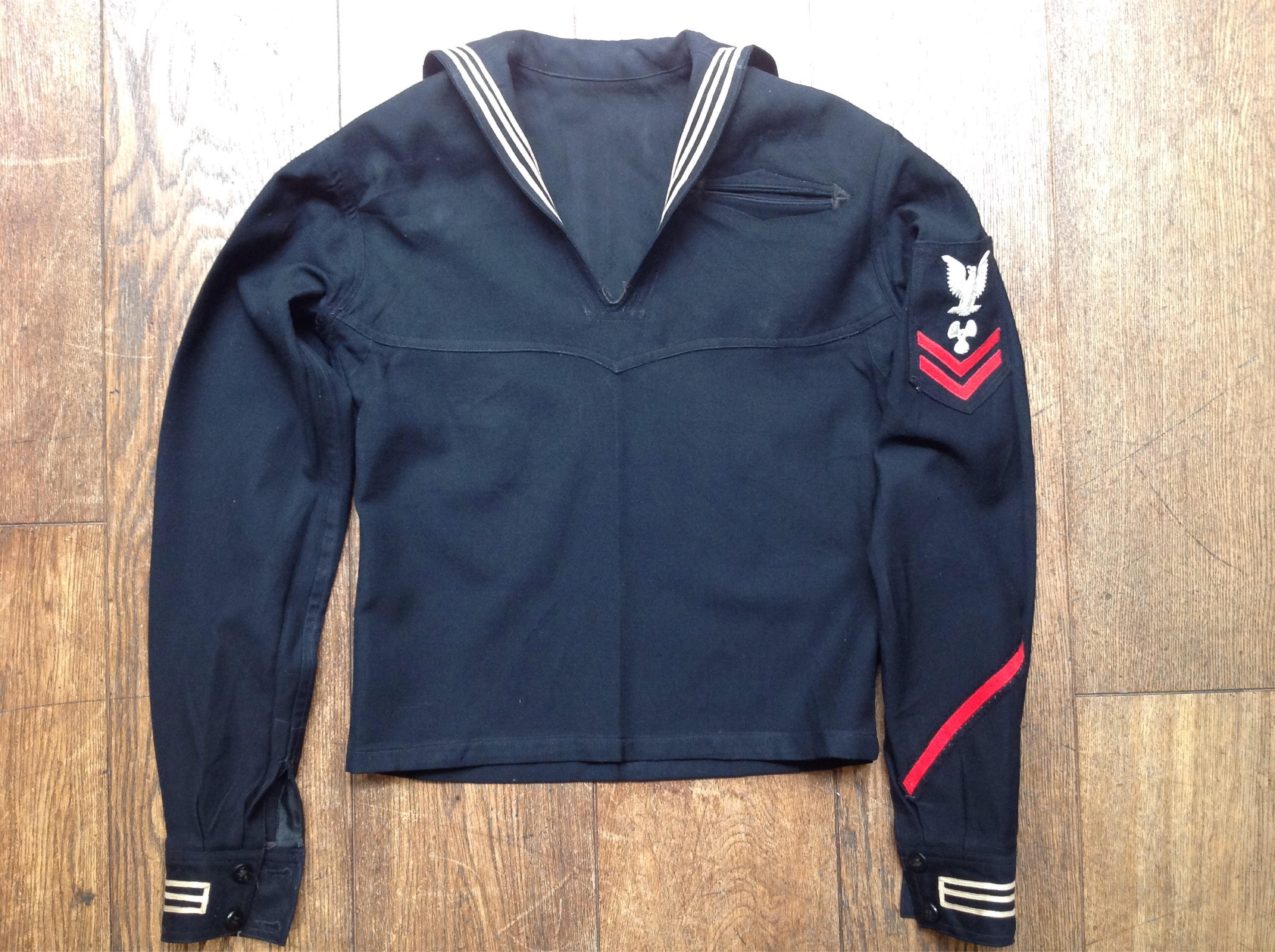 Vintage 1940s 40s 1950s 50s black USN US navy crackerjack top 