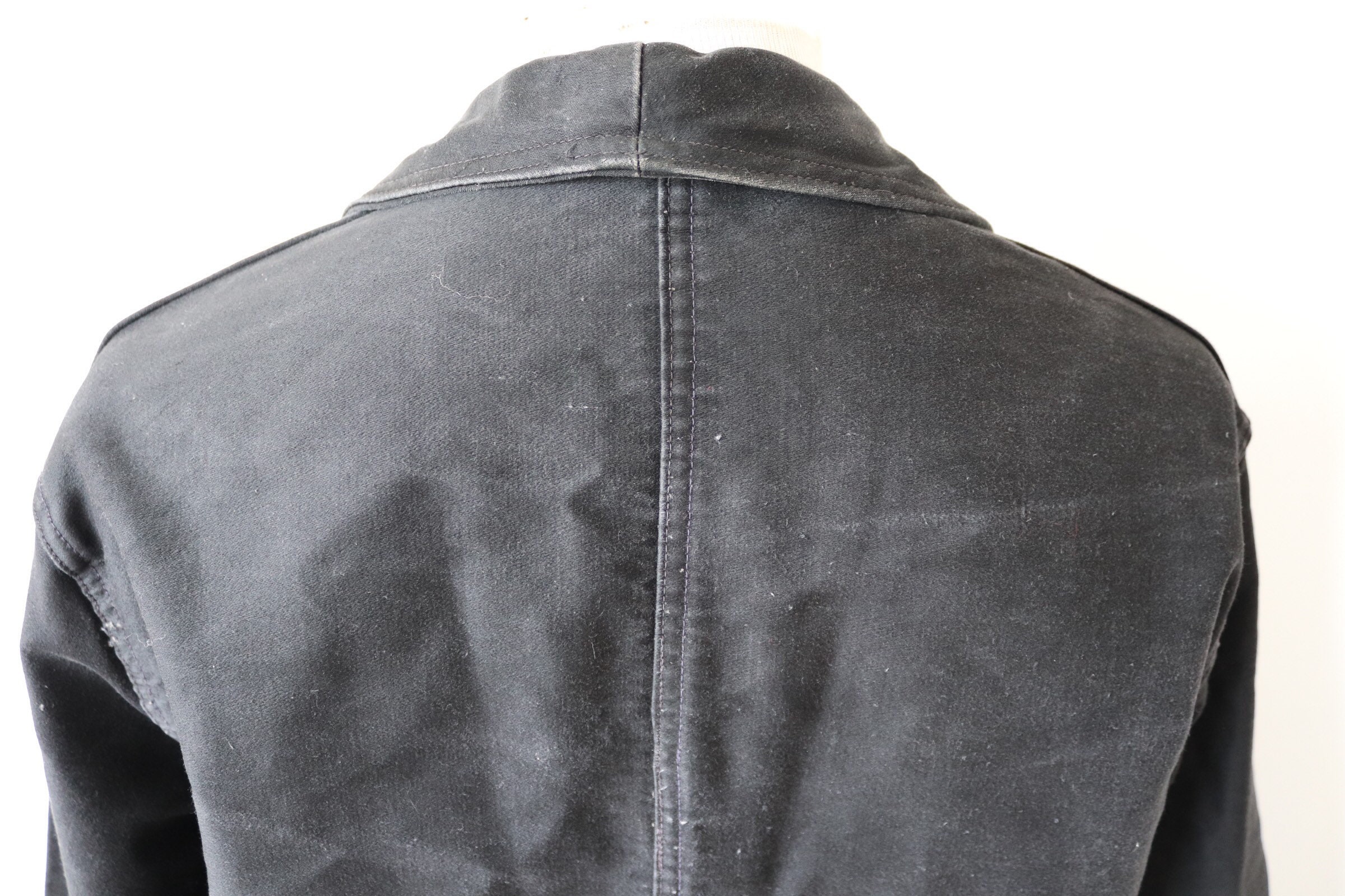 Vintage 1950s 50s french black moleskin Le Laboureur work jacket