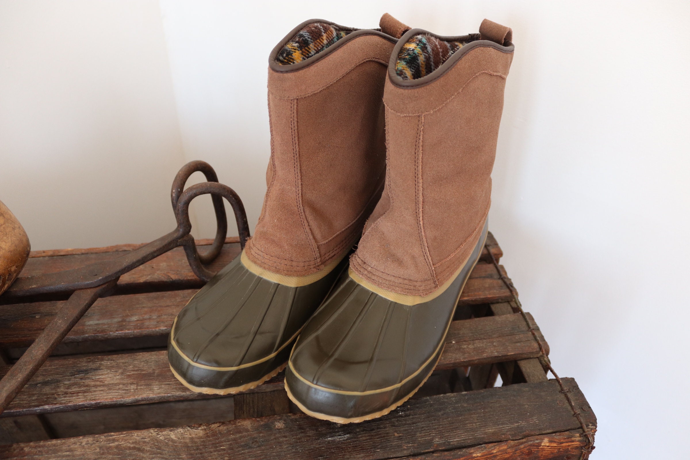 Vintage Khombu duck hunting rain snow boots rubber leather women's US ...