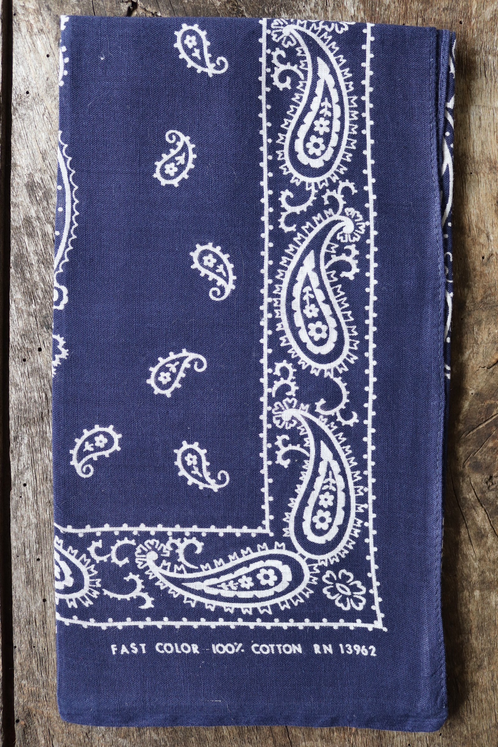 Vintage 1960s 60s cotton colourfast colorfast faded indigo blue bandana ...