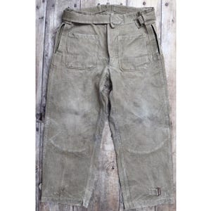 Vintage 1930s French linen M38 dispatch rider overalls - WW2 military trousers - 37” x 28”