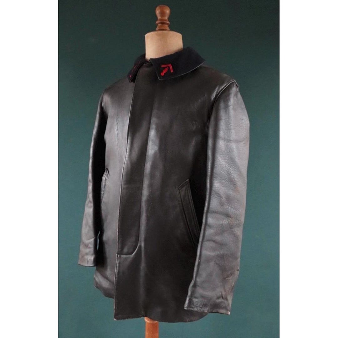 Vintage 1960s French Leather Jacket - 1970s Le Corbusier Style