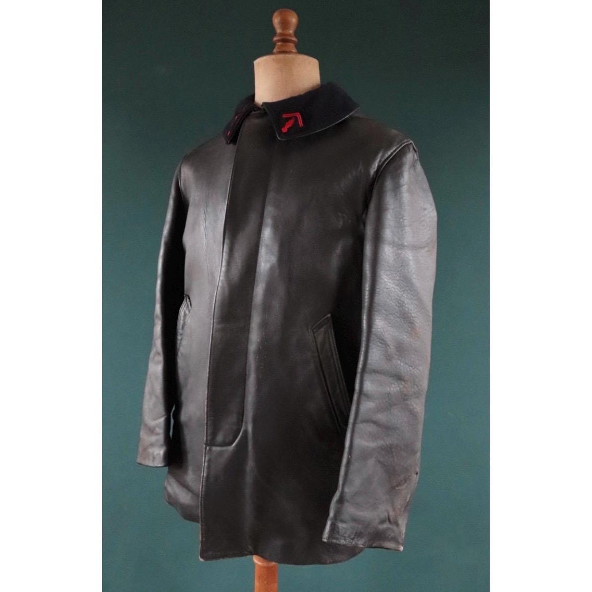 Vintage 1960s French Leather Jacket - 1970s Le Corbusier Style