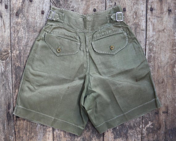 Vintage 1950s British Army Shorts - Jungle Green Gurkha Pants
