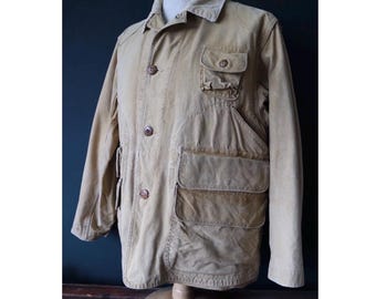 Vintage 1940s hunting jacket - American workwear - Red Head - duck cotton canvas - 46” chest