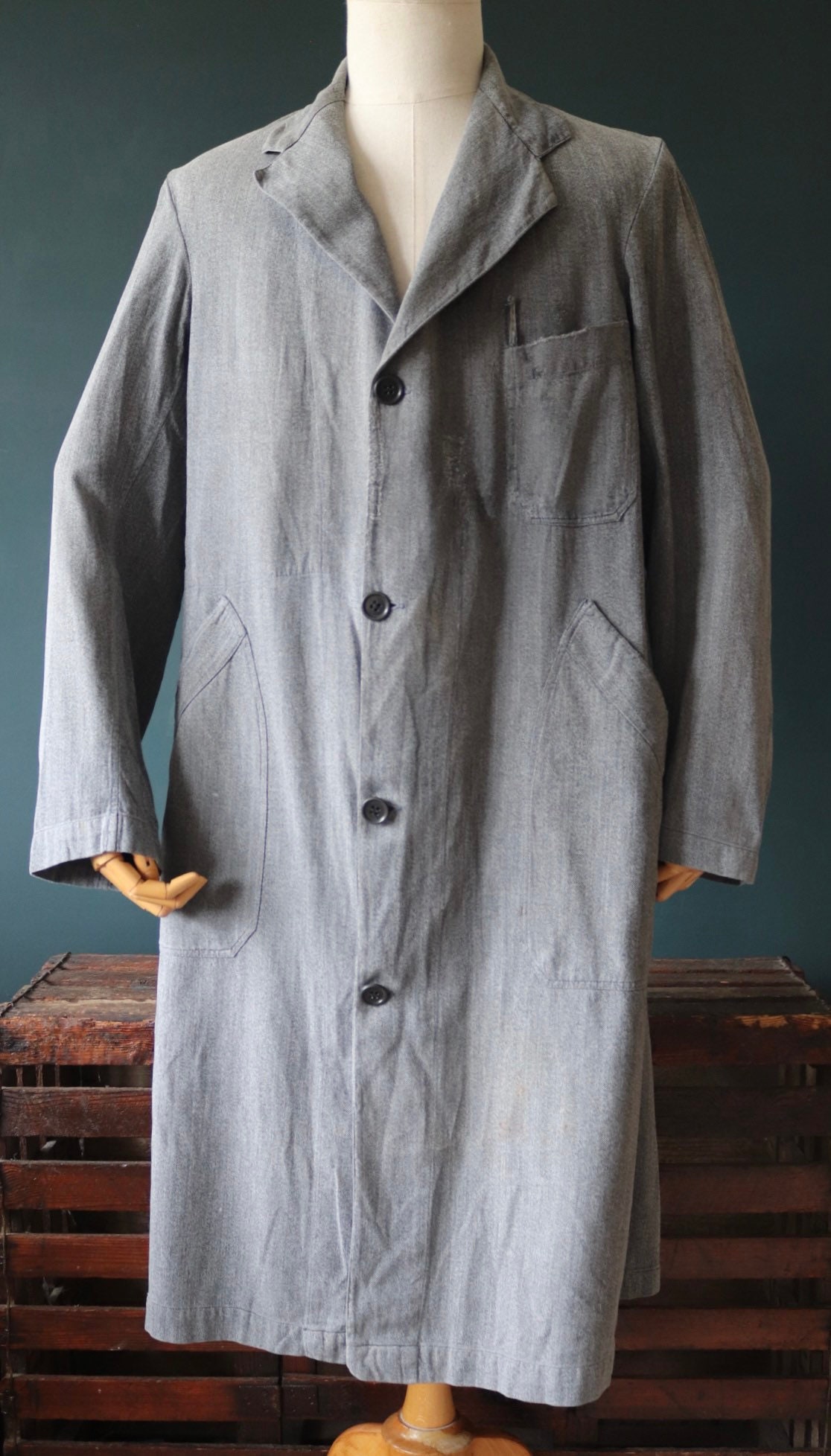 Vintage 1950s 50s French Salt Pepper Grey Work Coat Jacket - Etsy