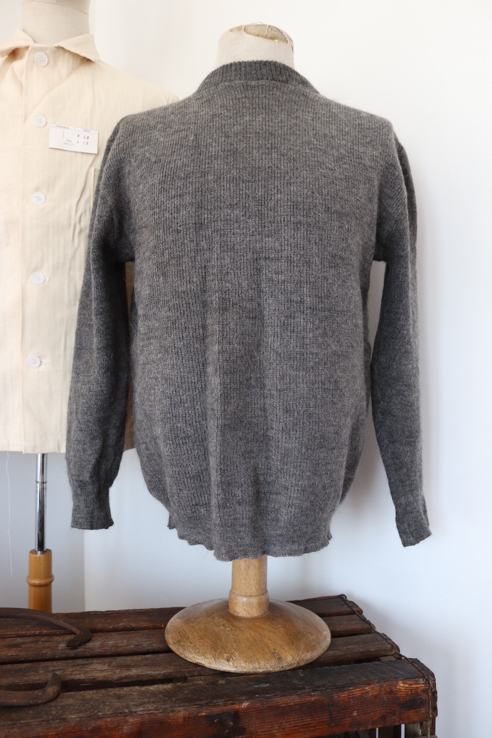 Vintage 1950s 50s grey wool Swiss army military knitted jumper sweater ...