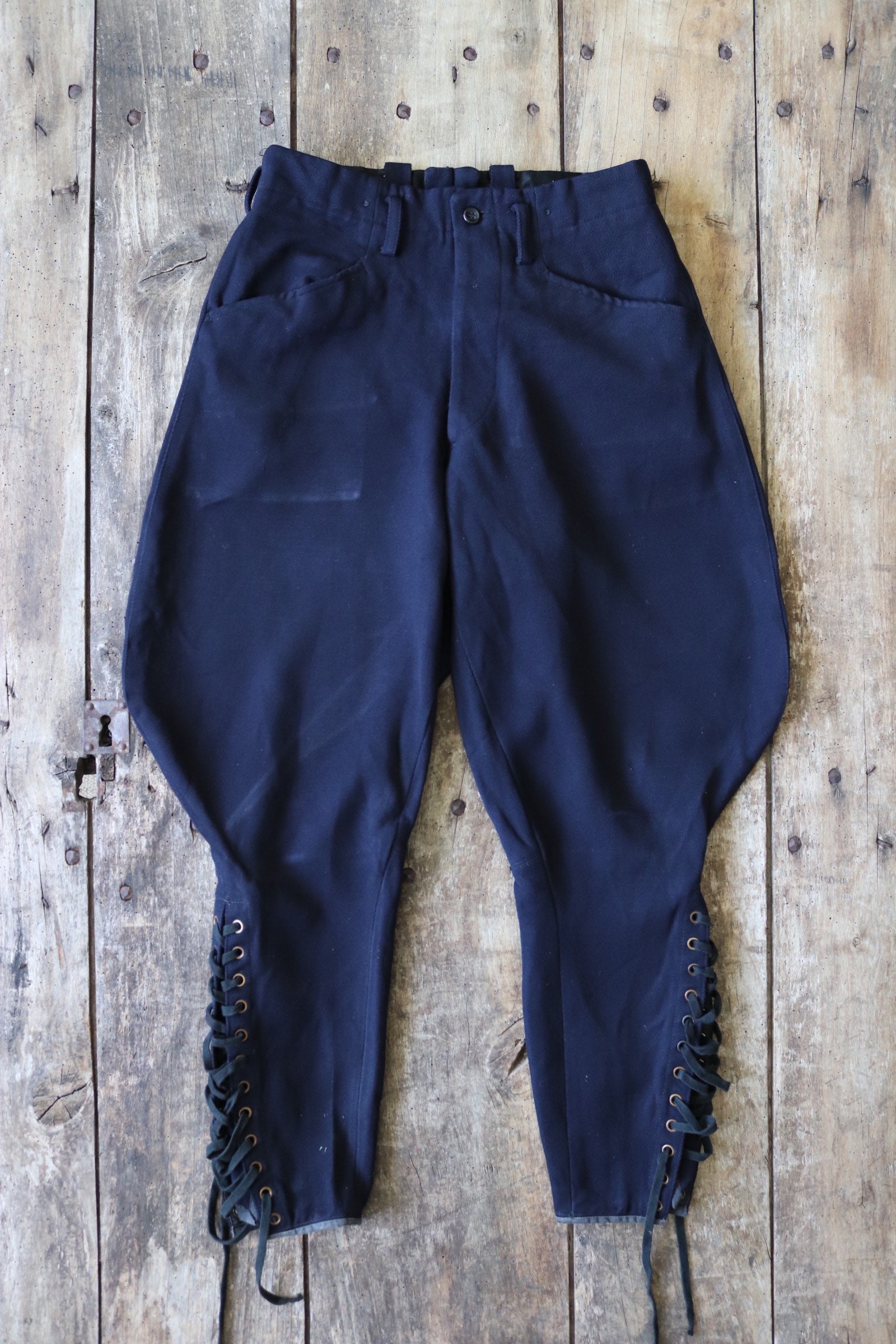 Vintage 1970s 70s Swedish military deep indigo blue riding breeches