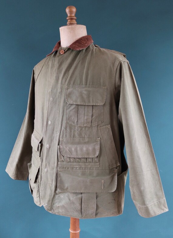 Vintage 1950s 50s Hinson Bodyguard Khaki Green Tin Cloth Cotton 
