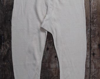 Vintage 1940s WW2 Swedish Military Underwear - Ecru White