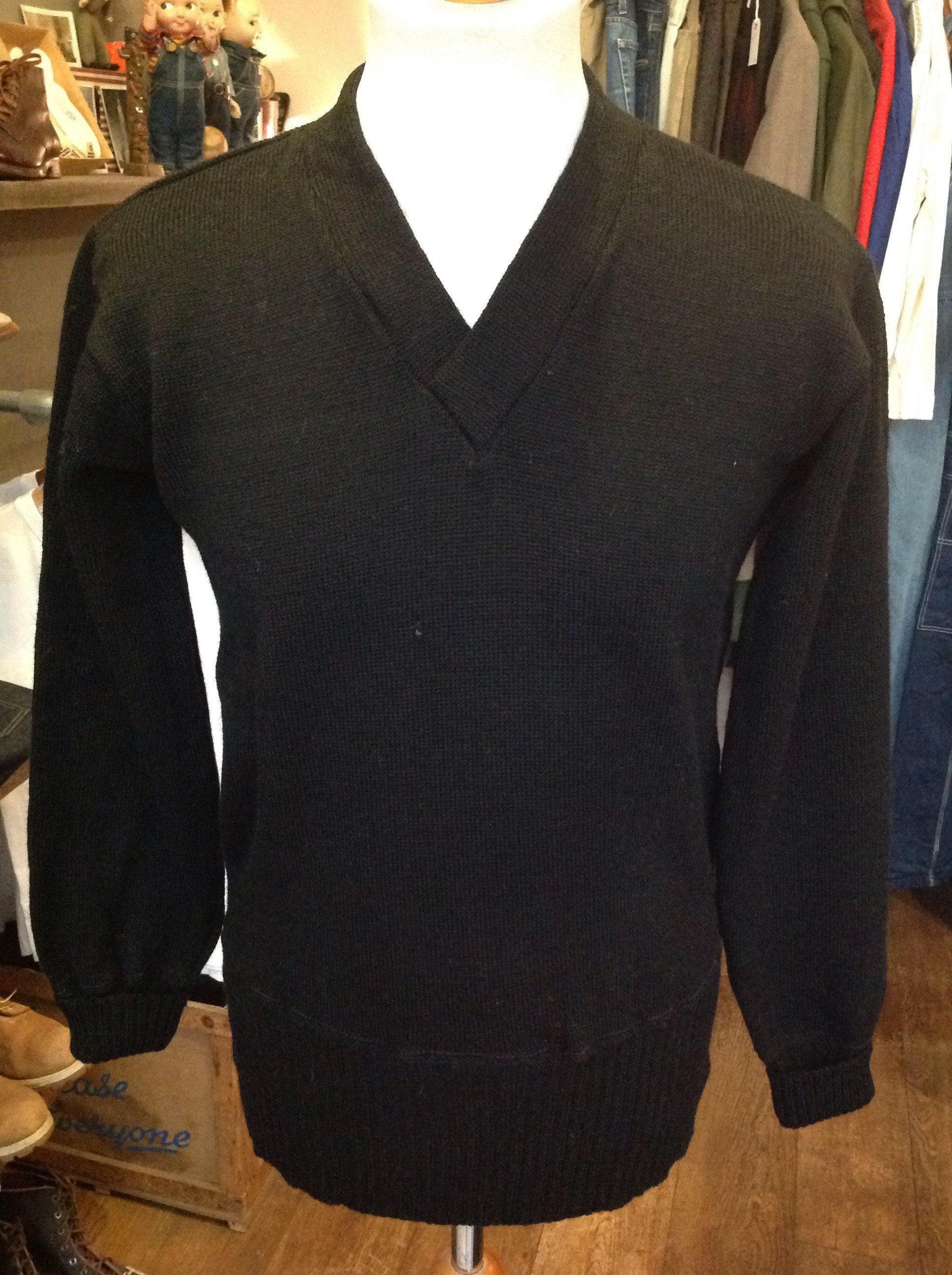 Vintage 1950s 50s 1960s 60s New Era sportswear black 100% virgin wool ...