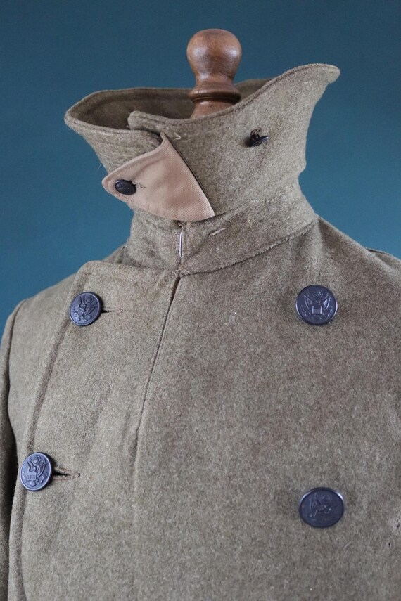 Antique 1910s WW1 Wool Trench Coat - M1917 - Antique US Army 