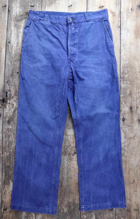 40s vintage French cotton twill pants