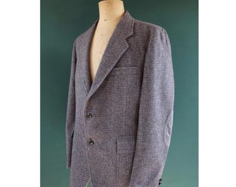 Vintage 1980s Pendleton tweed blazer - wool sports jacket - elbow patches - 44" chest