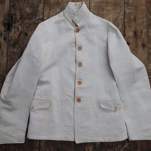 Antique WW1 French bourgeron - vintage linen jacket - 1910s military workwear - 34" chest