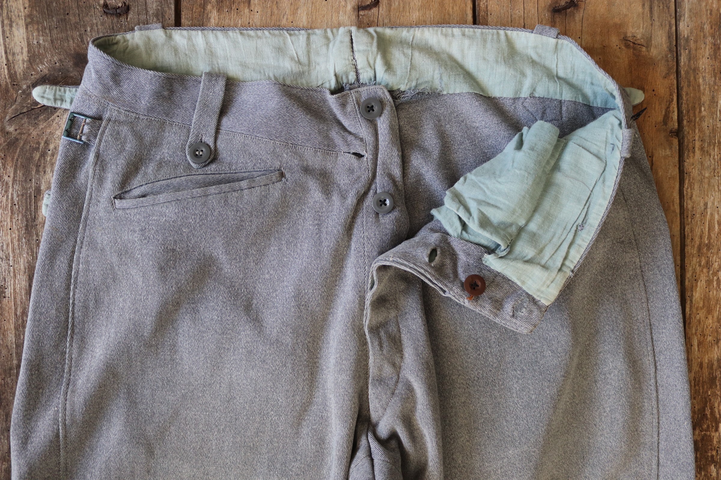 Vintage 1950s 50s 1960s 60s European grey cotton whipcord riding