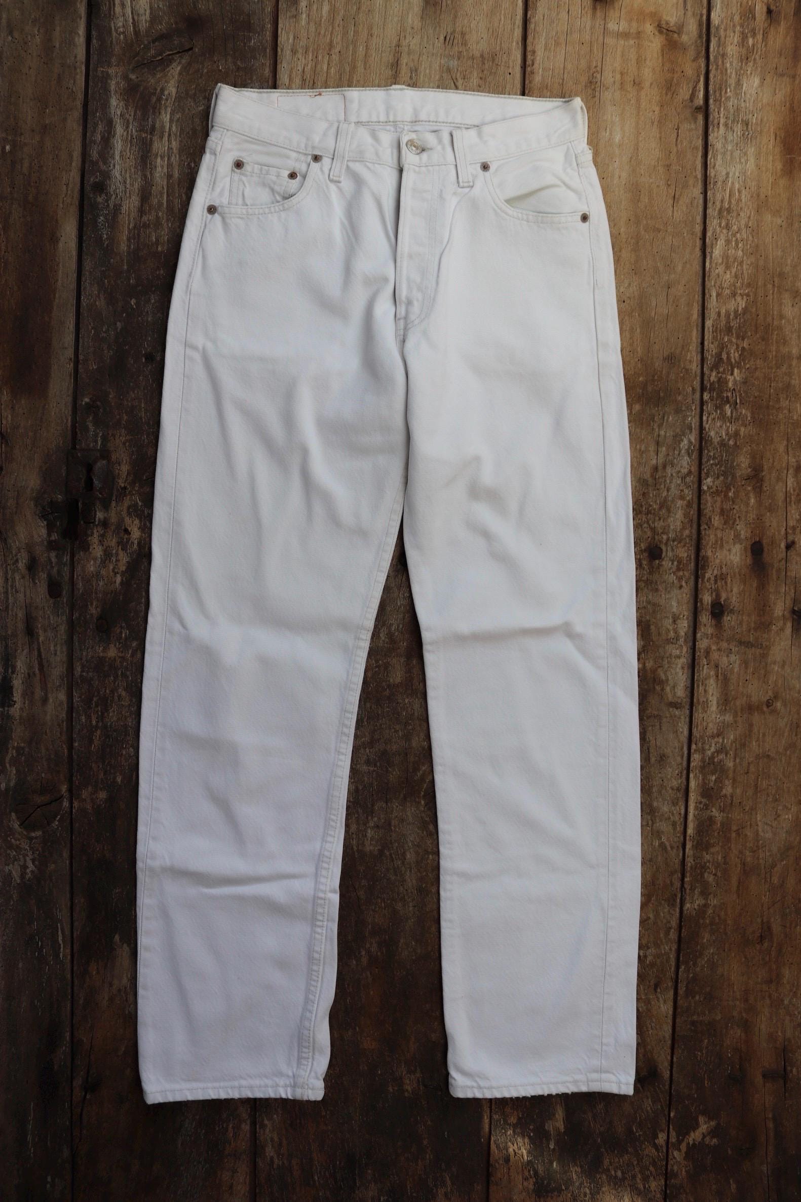 00's Levi's リーバイス501 白　ビンテージ 00\u0027S Levis 501WHITE DENIM PANTS WITH HAND PAINT （リーバイス501
