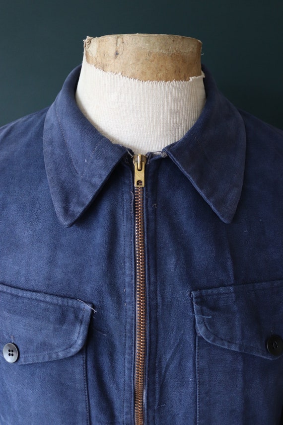 Vintage 1940s 40s French Blue Moleskin Cropped Cyclist Jacket - Etsy