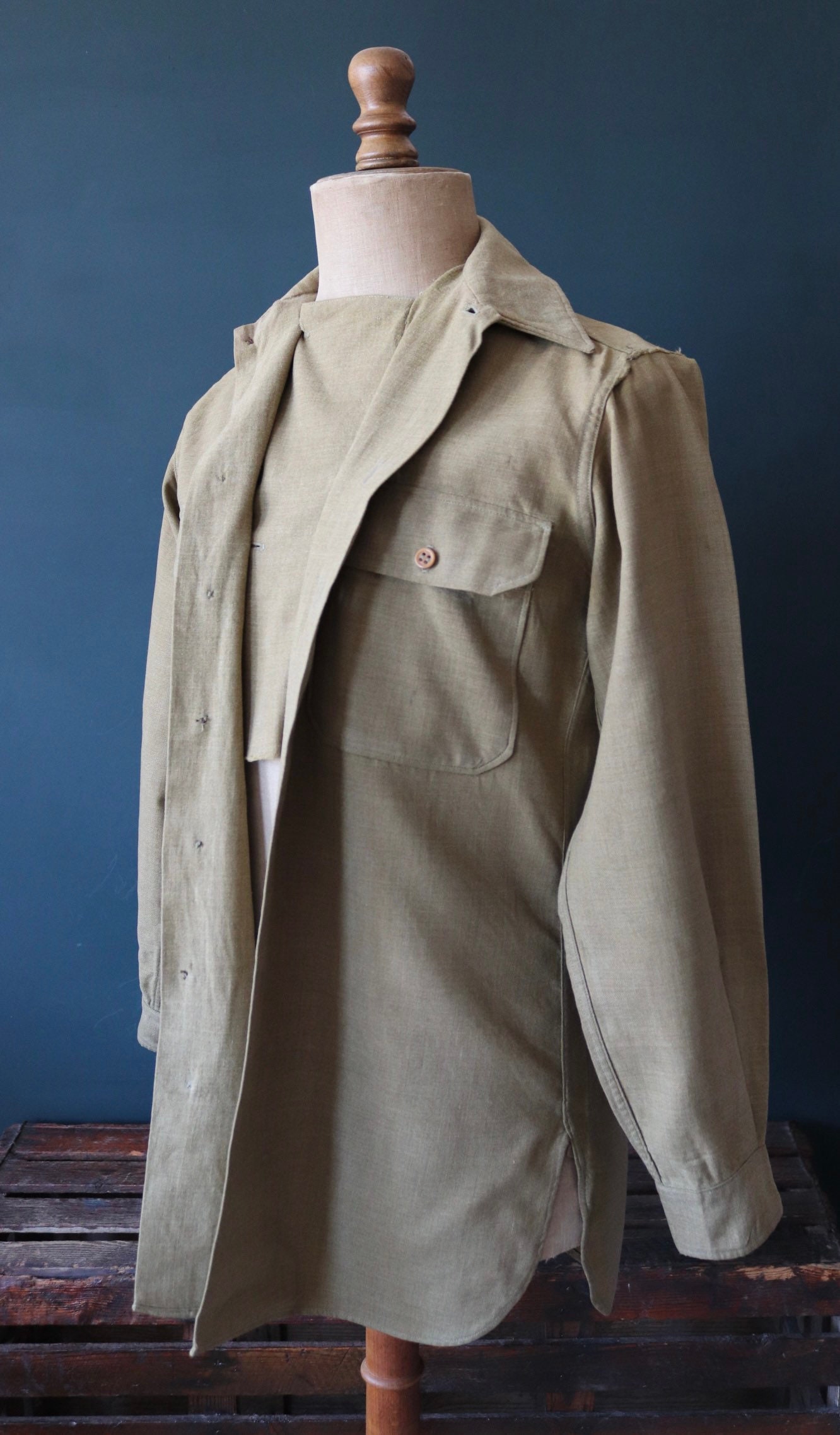 Vintage 1940s 40s WW2 Era US Army Gas Flap Wool Field Utility 