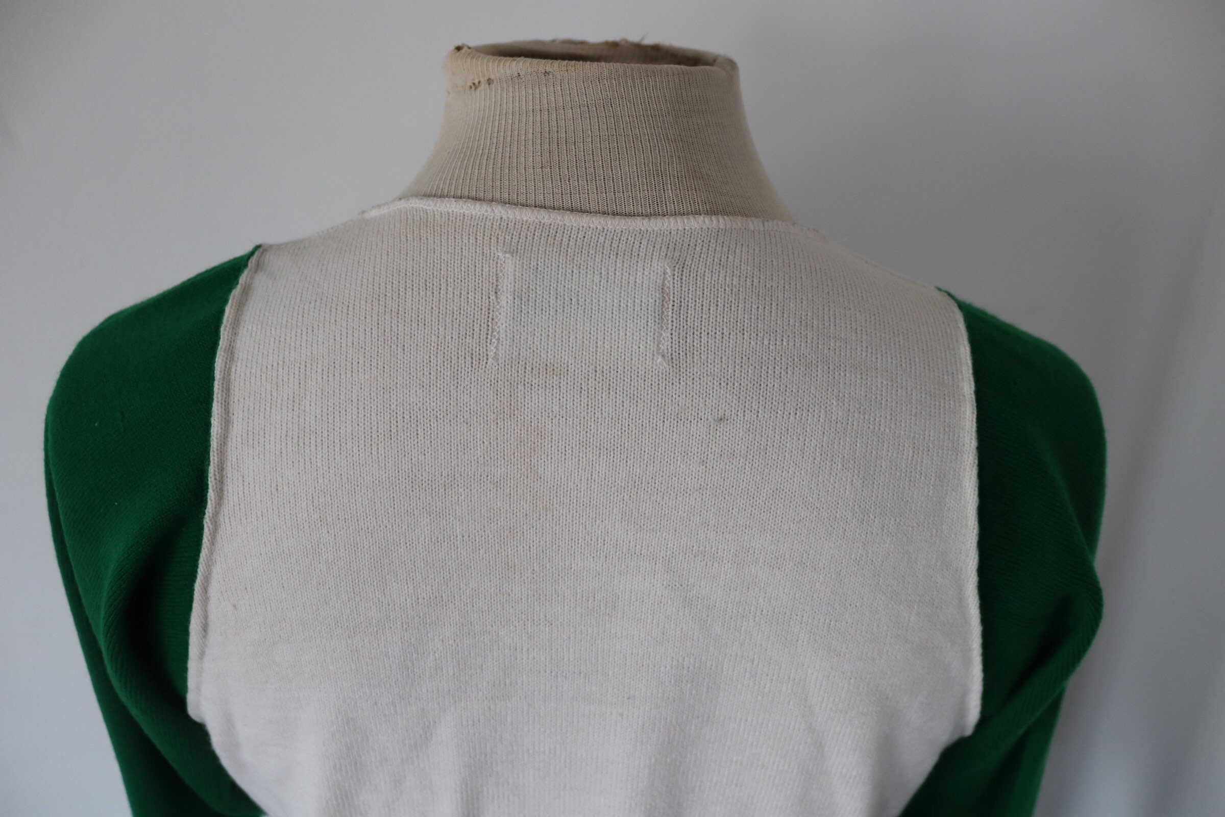 Vintage 1980s 80s Sand Knit white green henley long sleeve undershirt