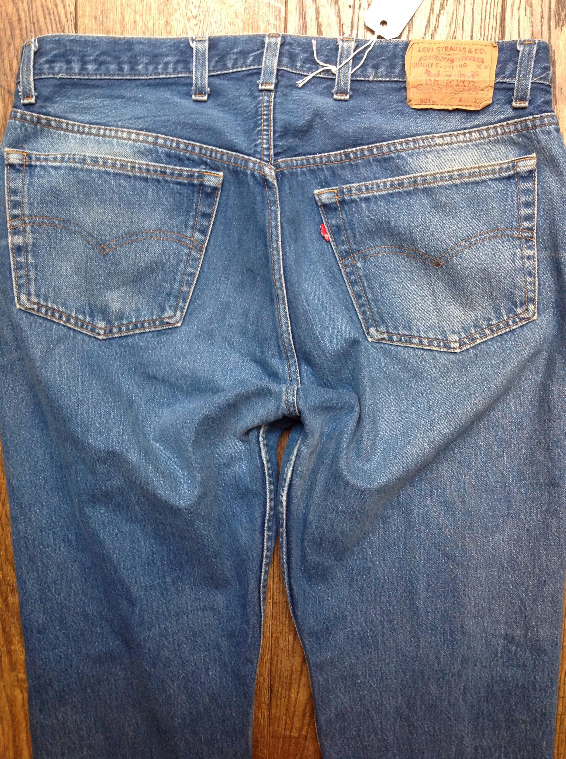 Vintage Levi Strauss Levis blue 501 XX denim jeans button fly red tab ...