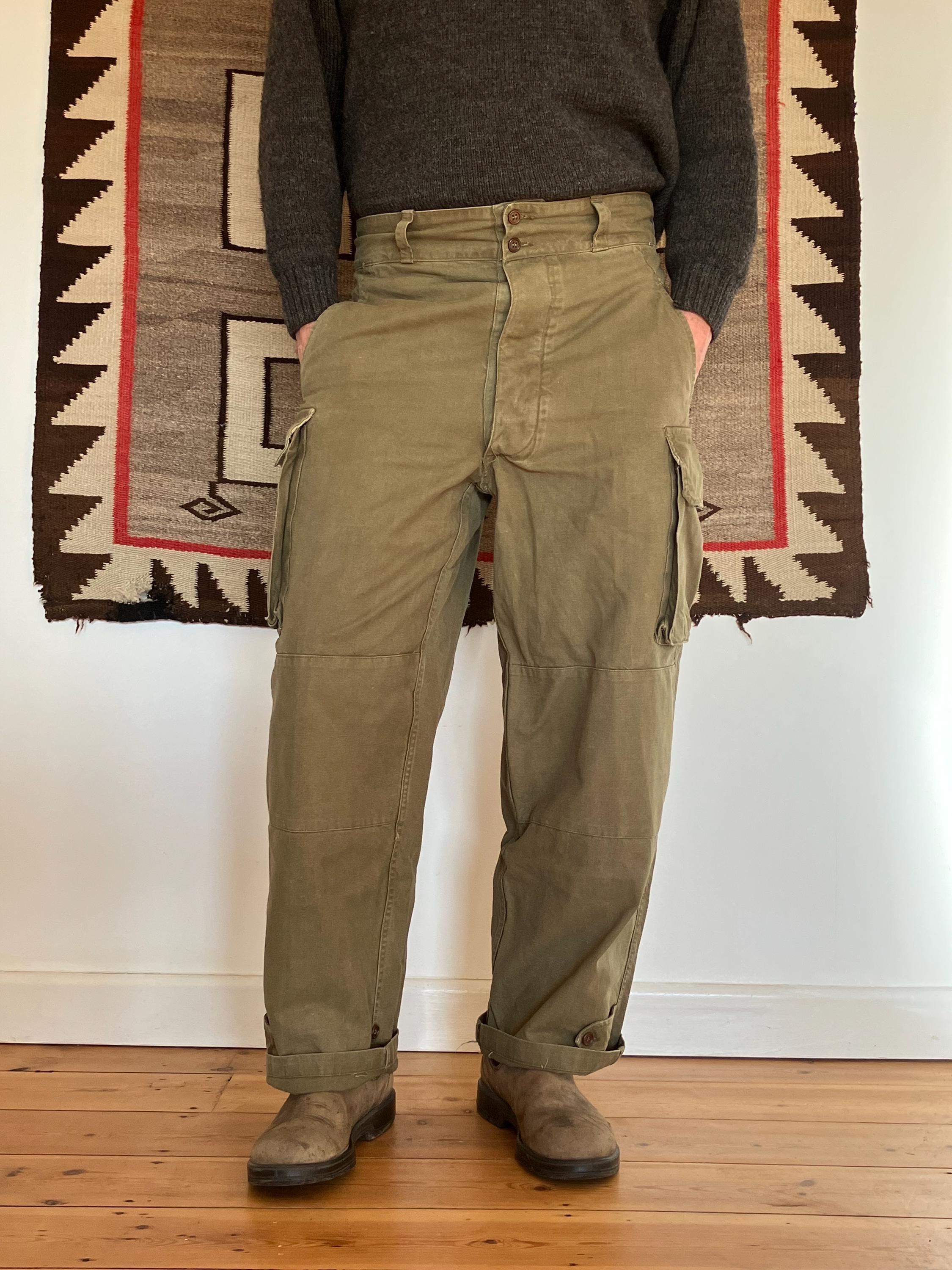 Vintage 1940s French M47 Cargo Trousers - 1950s Military Workwear