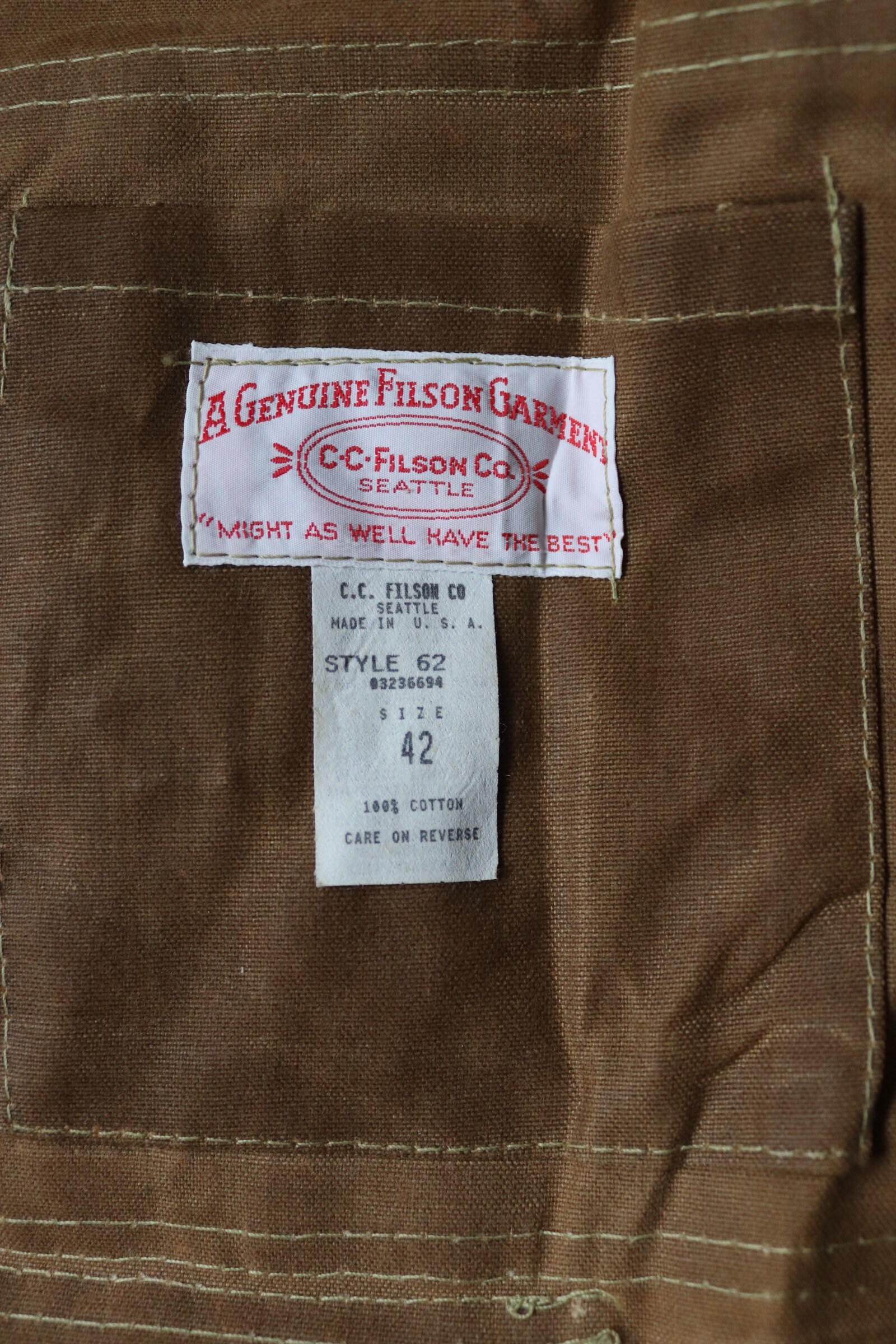 Vintage CC Filson Tin Cloth Waxed Jacket 57 Chest Workwear Work Chore  Waterproof Made in USA Moleskin -  Israel