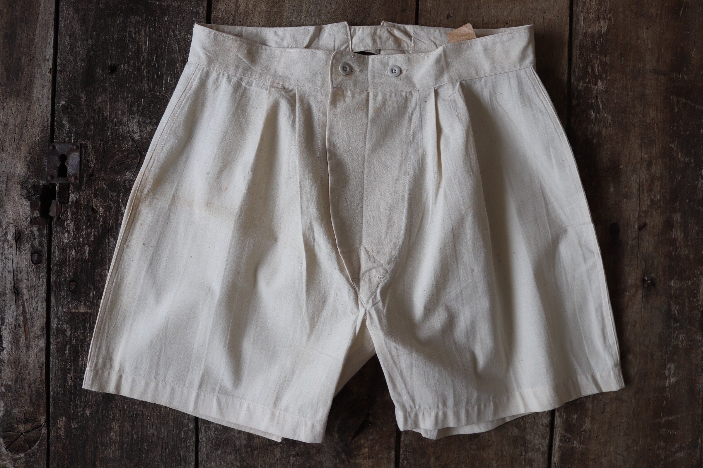 Vintage 1940s 40s 1950s 50s Deadstock Off White Cream French Army Boxer 