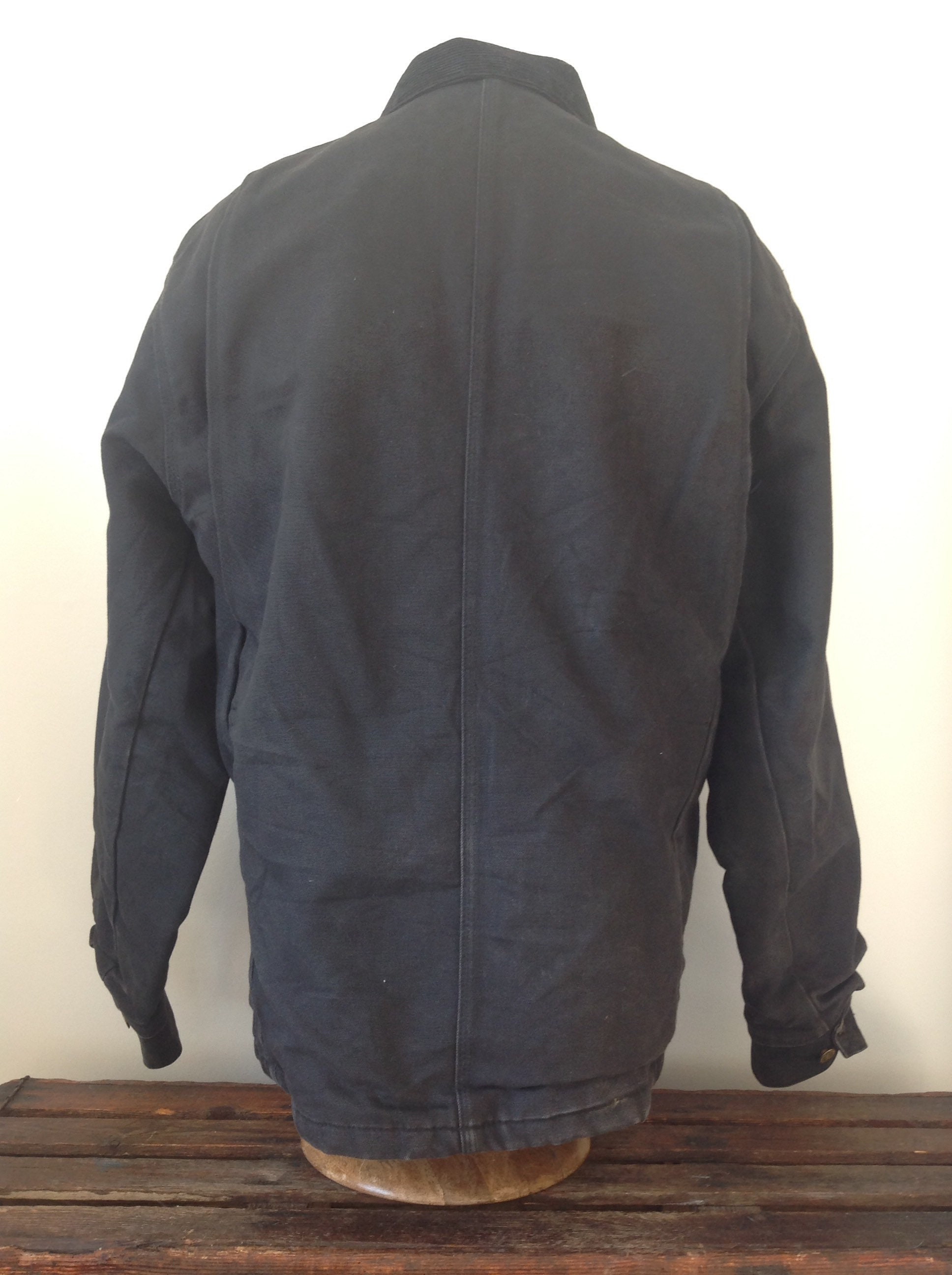 Vintage Tough Duck black tin cloth duck cotton canvas denim work jacket blanket lined corduroy