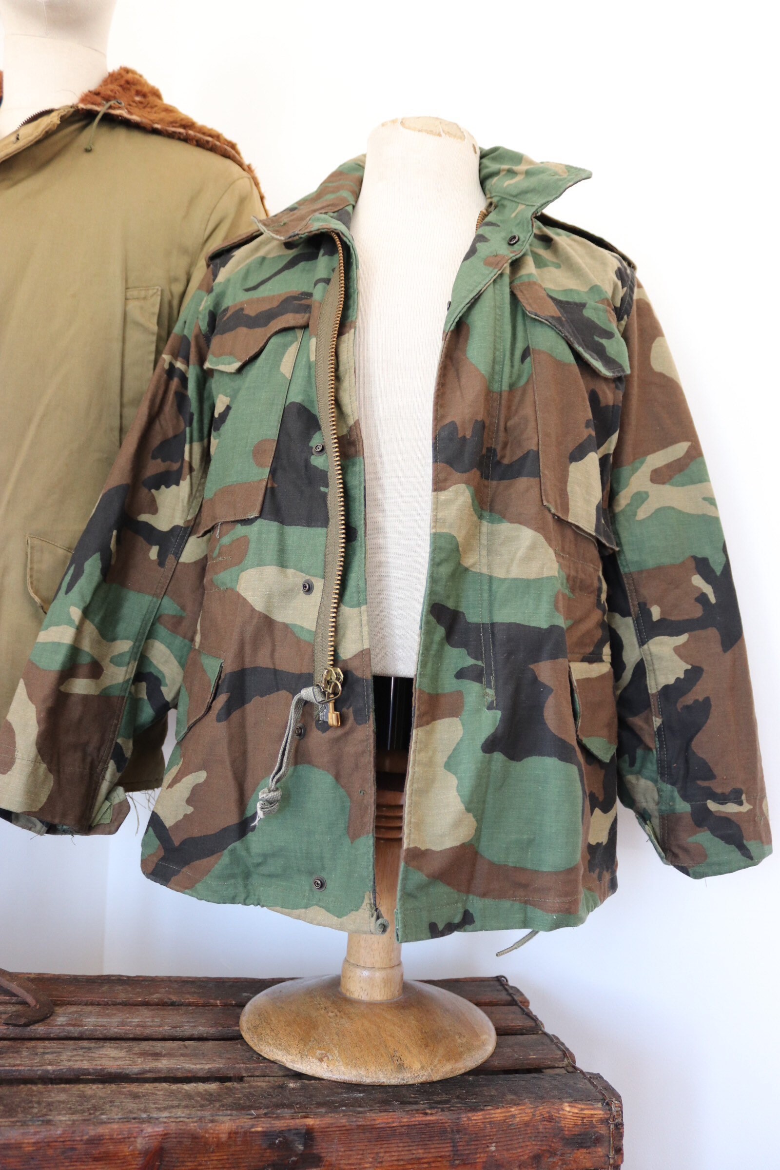 Vintage 1980s 80s Alpha Industries US army woodland camo camouflage M
