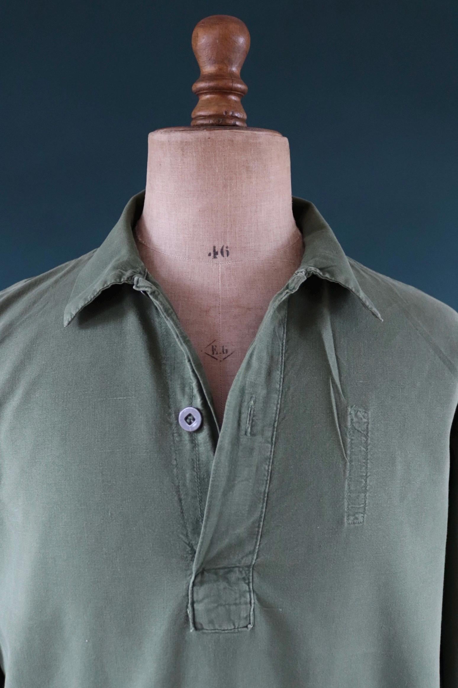 Vintage 1970s Swedish Military Shirt - M59 - Army Workwear