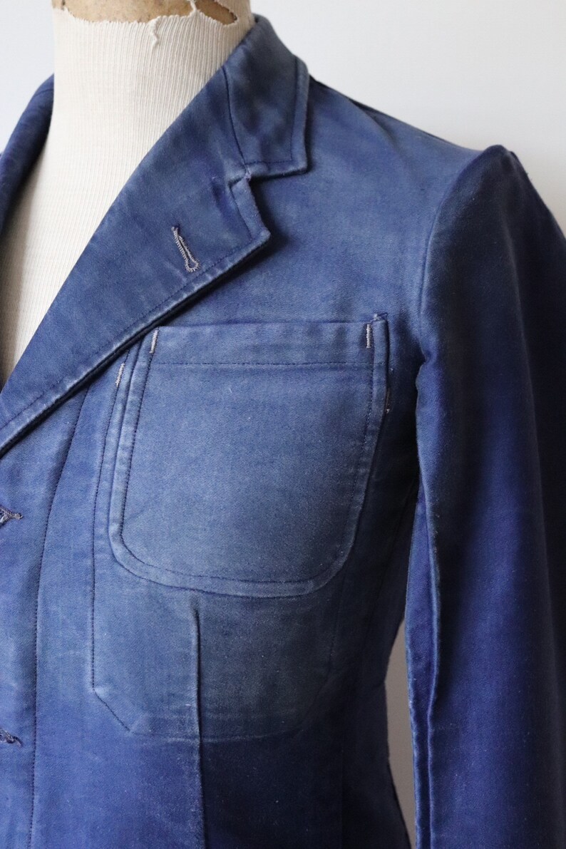 Vintage 1950s 50s French Adolphe Lafont indigo blue moleskin sack