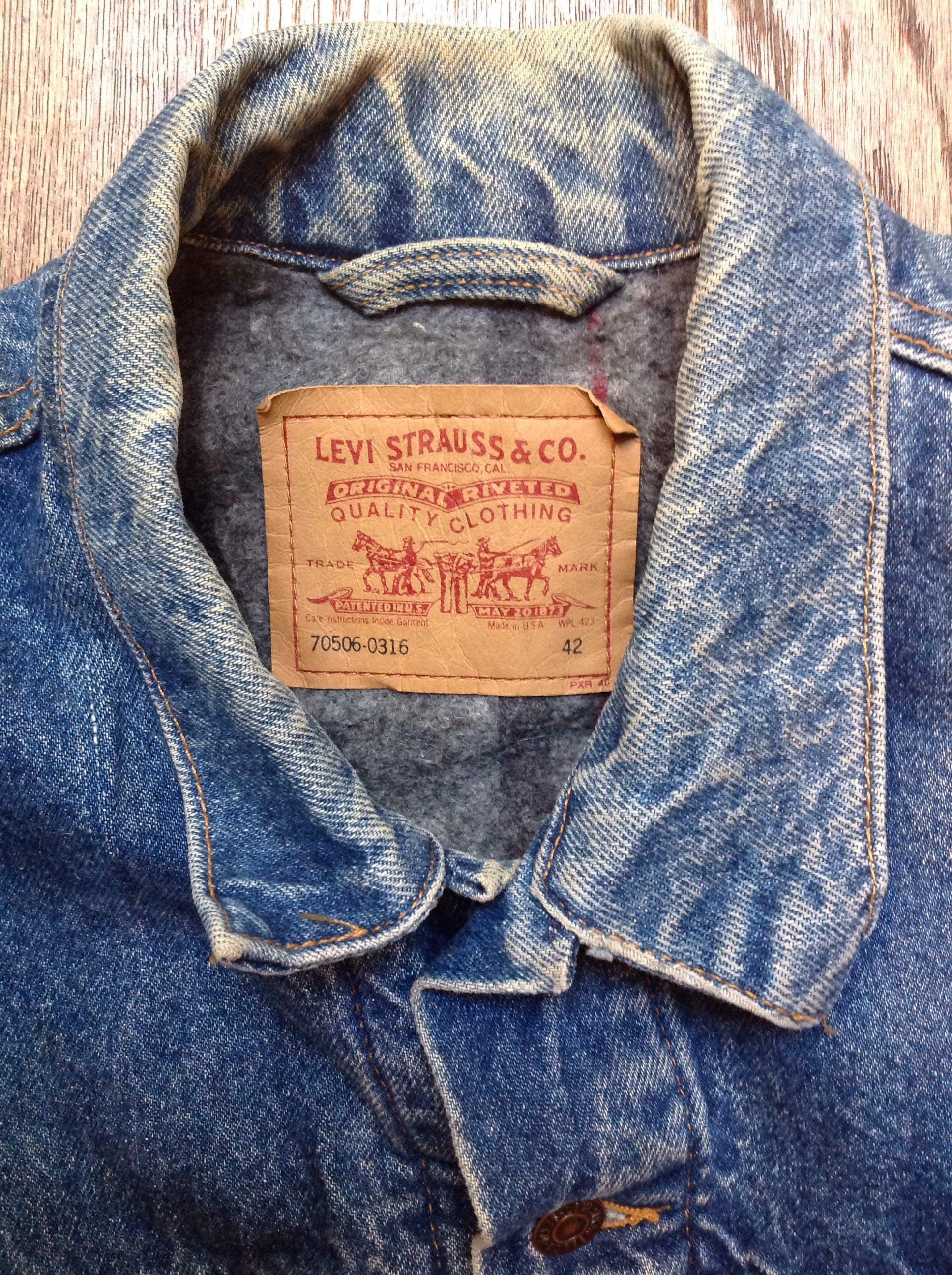 Vintage 1980s 80s Levis Levis Strauss blanket lined denim jacket 70506 ...