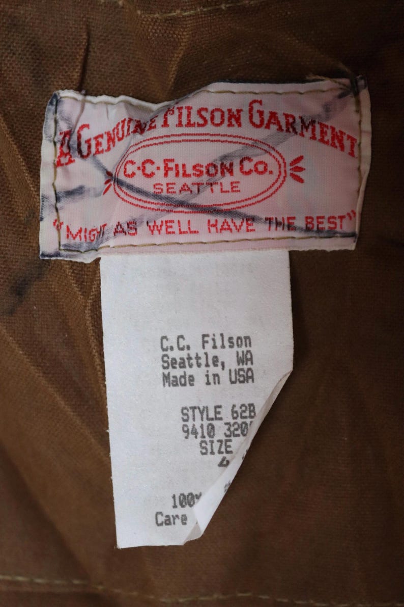 Filson Tags Vintage CC Filson Workwear Jacket - Tin Cloth Cruiser - 53” Chest ...