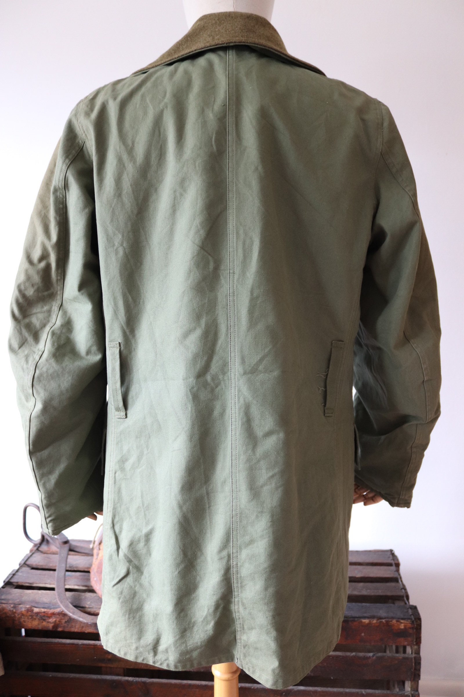 Vintage 1940s 40s WW2 US army jeep mackinaw shawl collar jacket coat ...